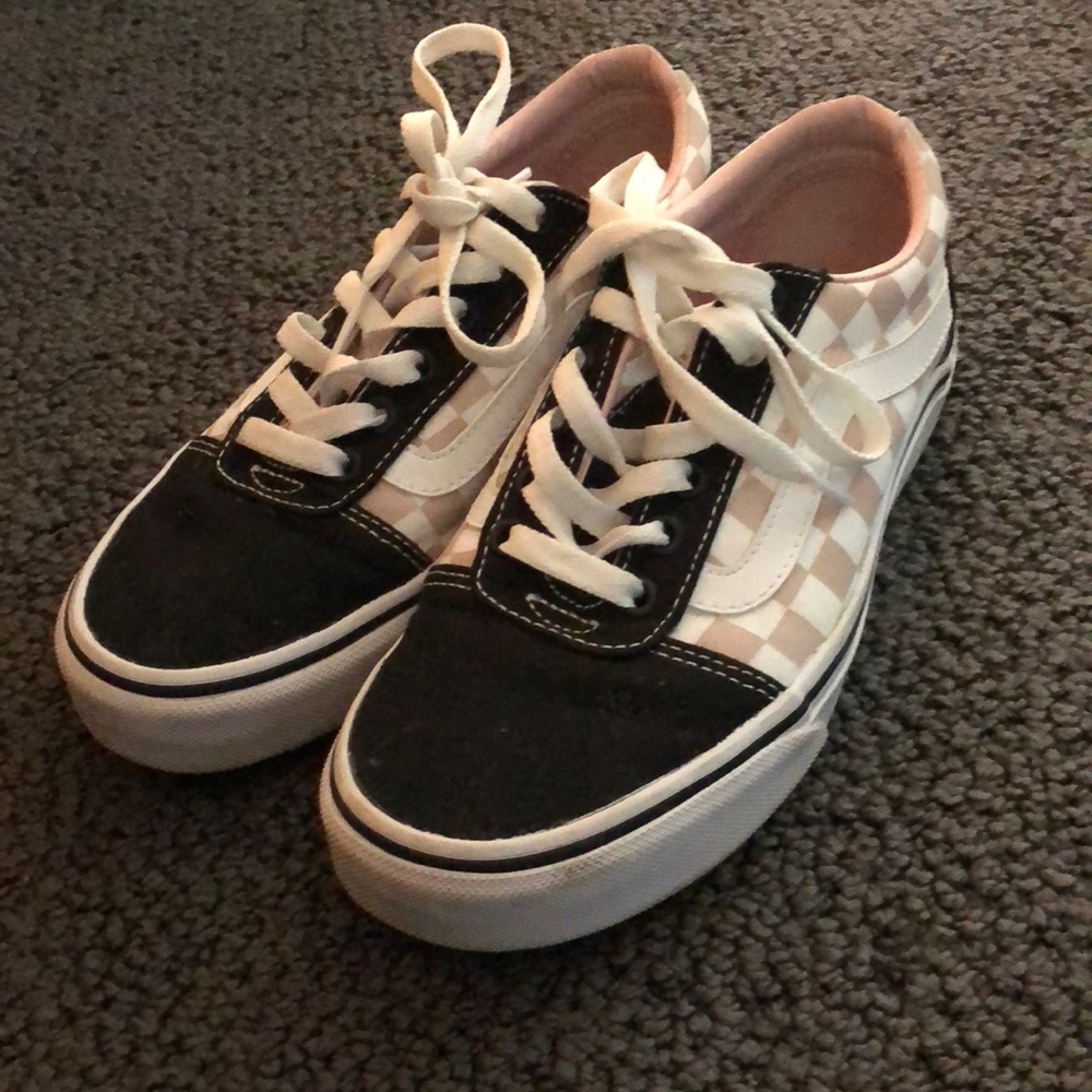 Blush Pink & Black Checkered Vans